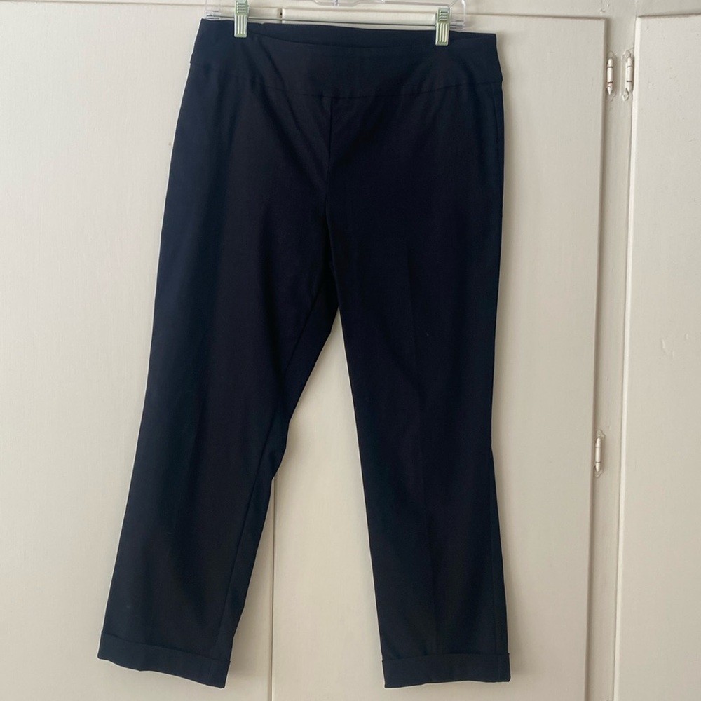 Tribal black trousers cuff at hem